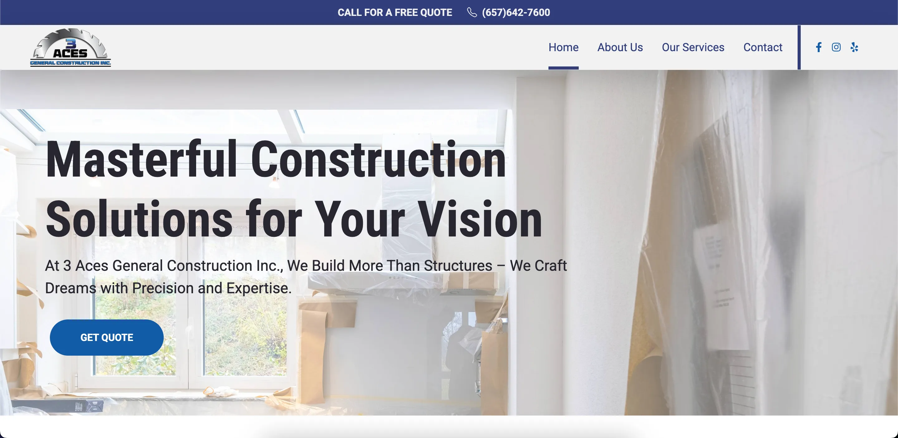 3 Aces Construction website preview